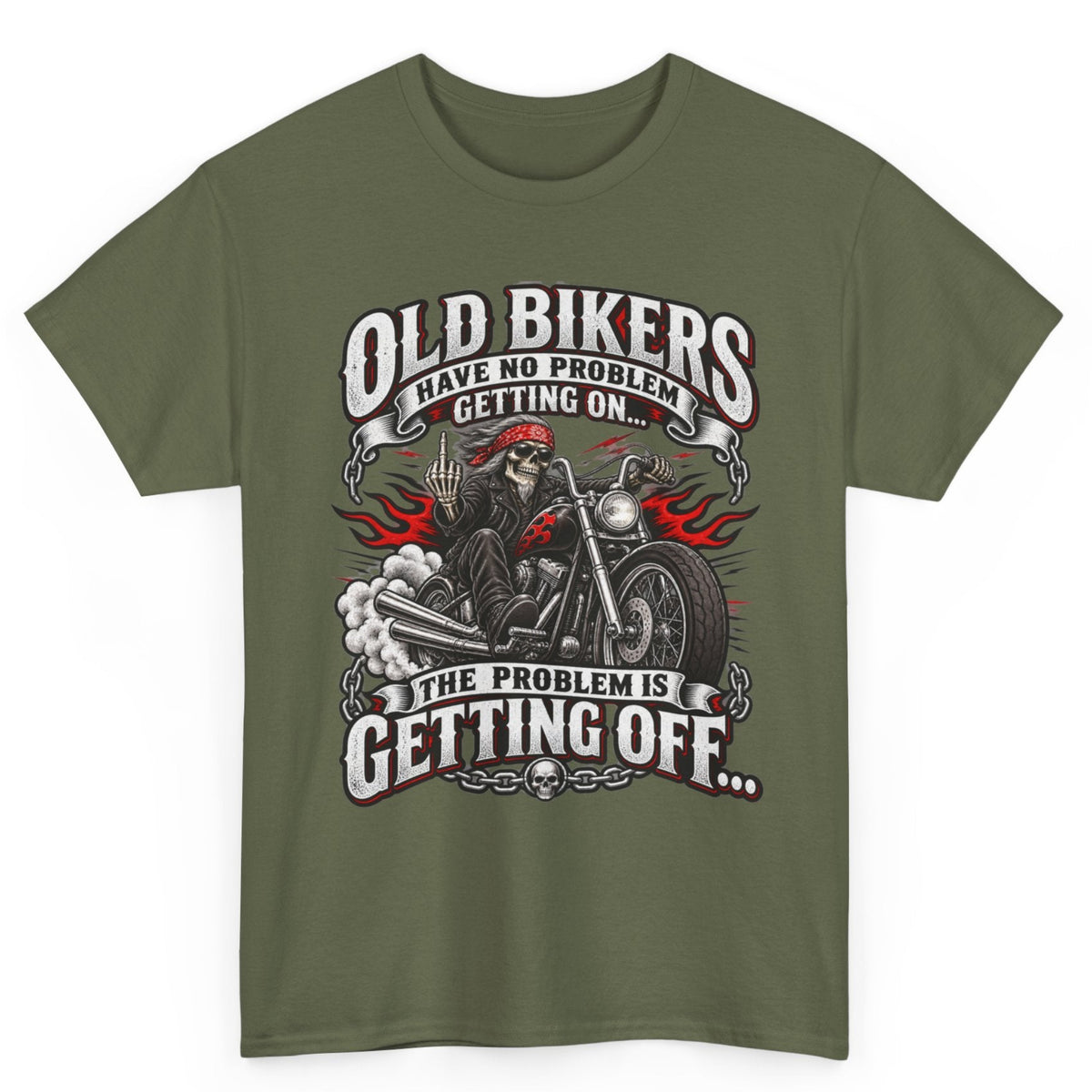 Old Bikers Getting Off Tee