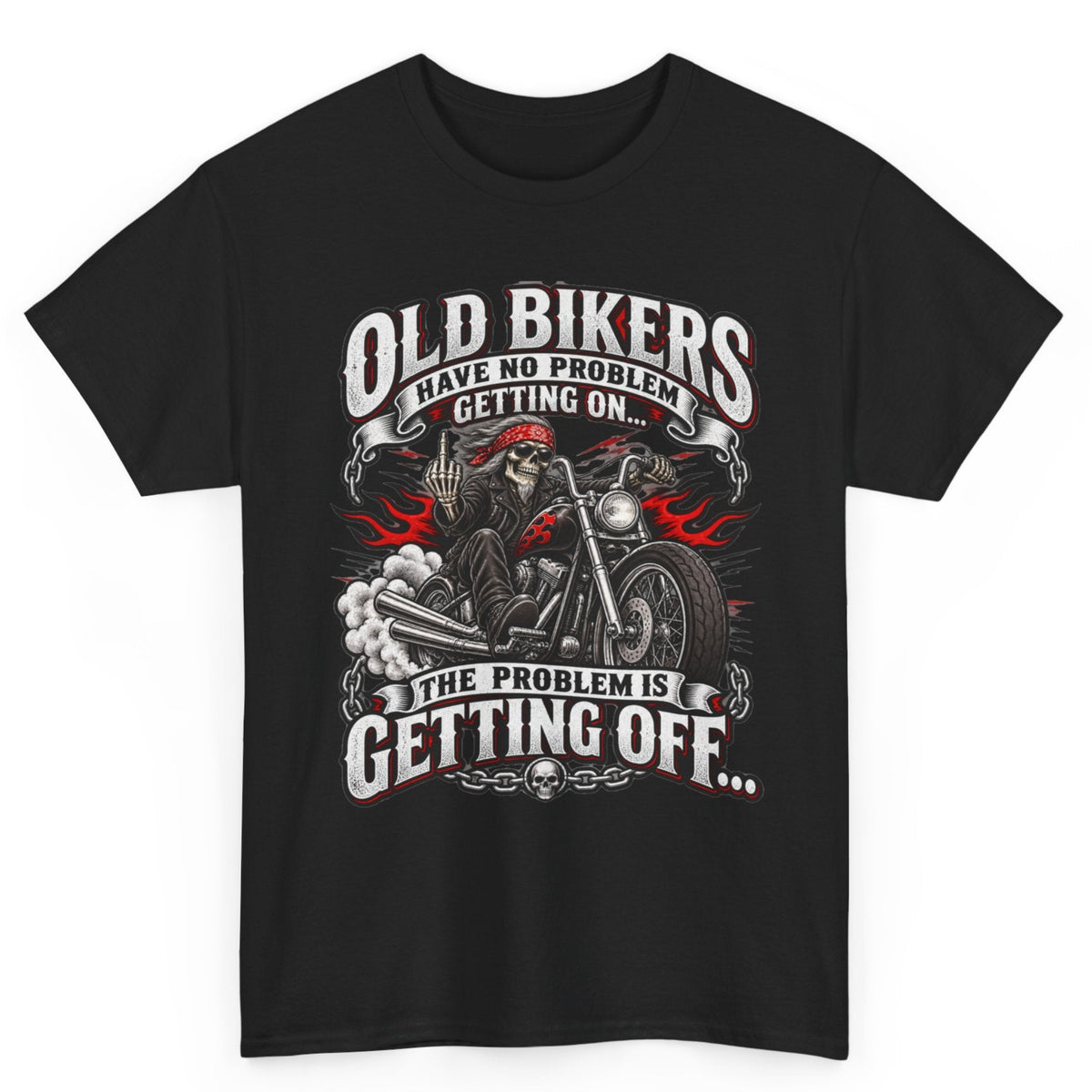 Old Bikers Getting Off Tee