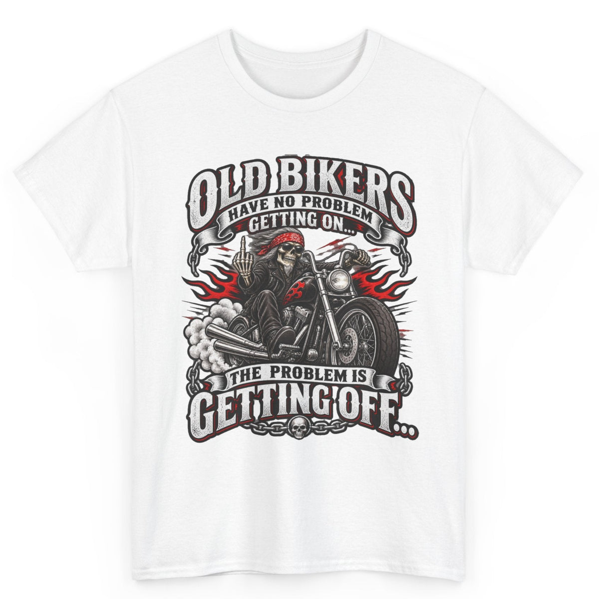 Old Bikers Getting Off Tee