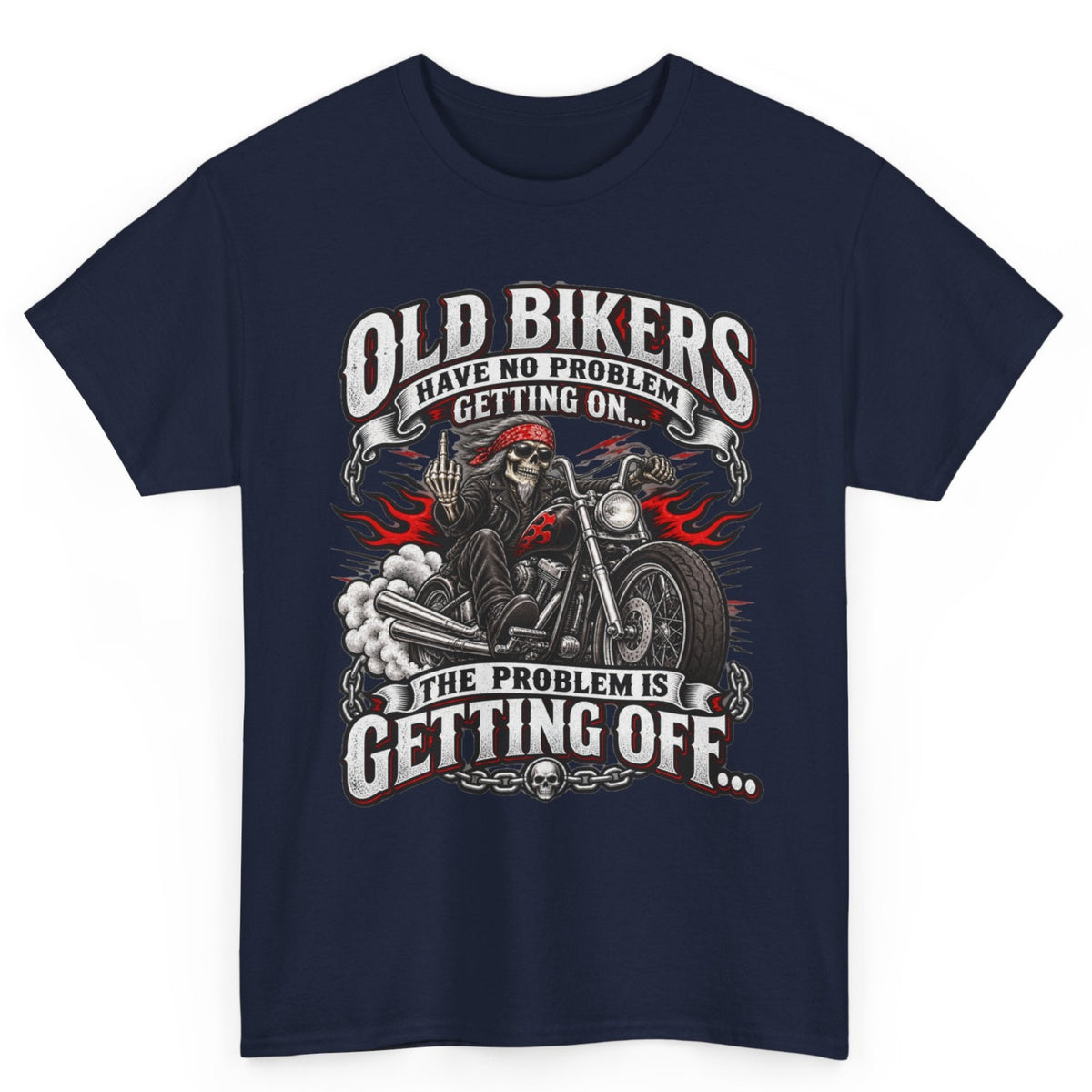 Old Bikers Getting Off Tee